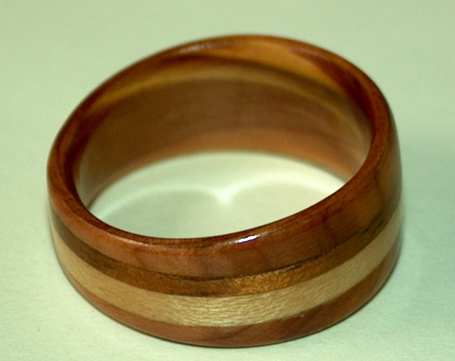 Man's wooden ring, handcrafted from juniper, koa and maple
