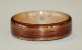 Hawaiian Koa Wood Ring with gold tones and maple interior