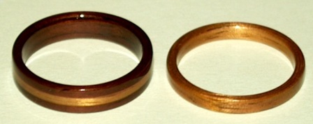 Rosewood and golden koa wood rings