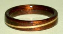dark koa wood ring with clear juniper spiraled band