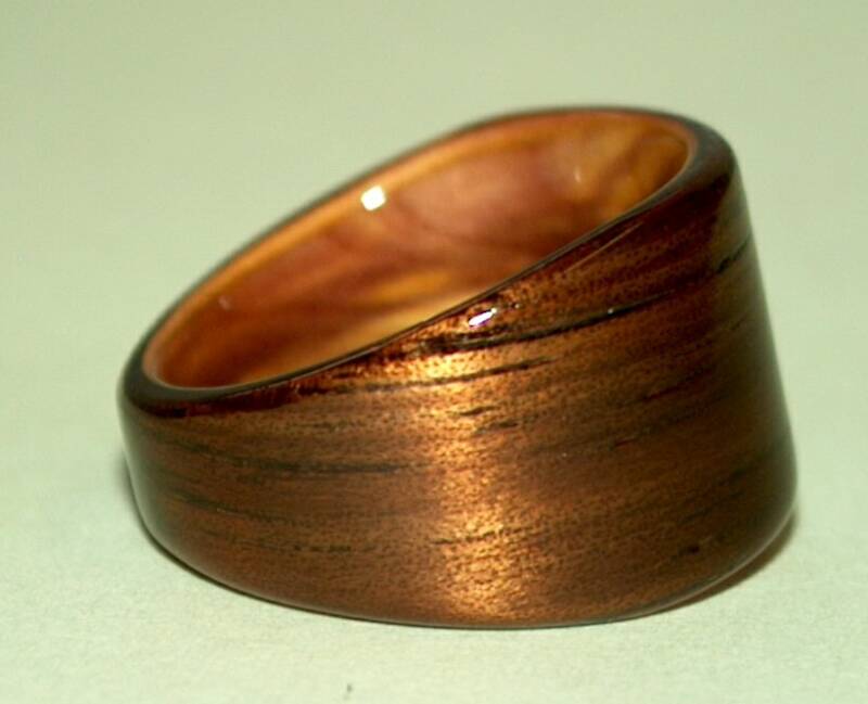 Koa wood ring with Juniper heartwood knot liner