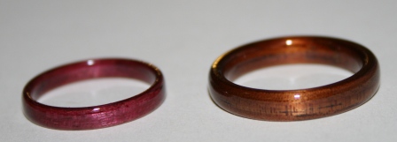 Purpleheart wood ring and Classic Koa Touch Wood Rings