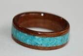 Touch Wood Rosewood ring with Turquoise inlay
