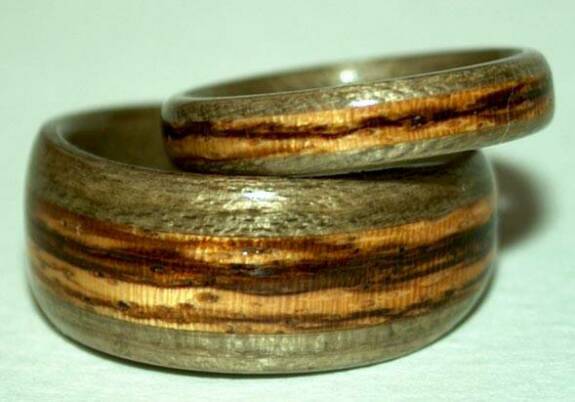 Greyed Maple & Zebra Wood Rings 1