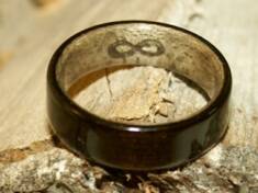 Pure Black wood Ring lined with greyed maple