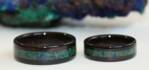 Greandilla Wood Rings with azurite malachite conglomerate inlays