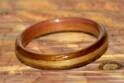 Bamboo inset band on a Koa Wood Ring, lined with juniper heart wood