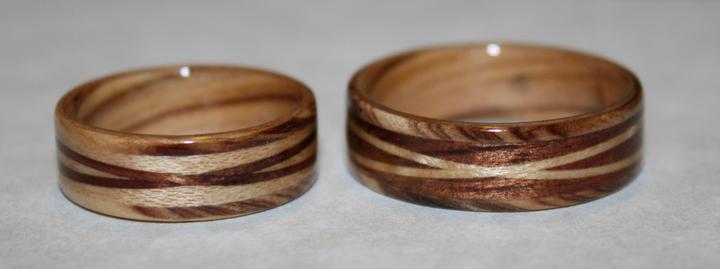 Bethlehem Olive Wood, Koa and Birds Eye Maple Wood Rings
