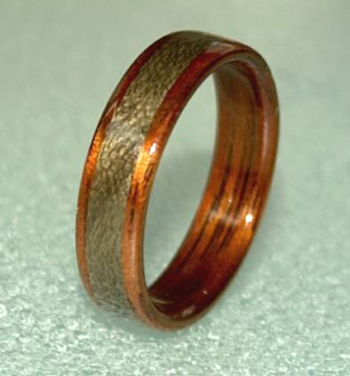 Hawaiian Koa wood ring with greyed maple band
