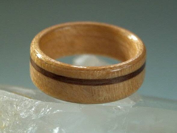 birch wood ring with walnut band