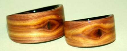 Juniper heart wood rings with black wood liners