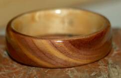Juniper heart wood ring with birds eye maple liner, second view
