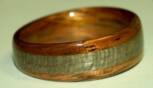 wooden ring made of koa wood and greyed maple