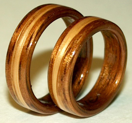 Koa and Oak Wood Pinkie RIngs