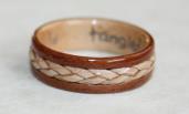 Magnolia wood ring with Braided Birch Bark inlay and Birds Eye Maple Wood Interior