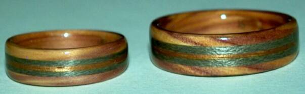 juniper heart wood wedding rings with 3 inlaid bands