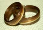 Walnut wood rings with inlaid spiral bands of koa and juniper,  Gallery F