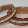 Juniper heartwood rings with Birds Eye Maple interiors and inlays of MOTHER OF PEARL 