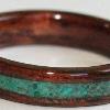 Dark Hawaiian Koa Wood Ring with a crushed JADE inlay.  The JADE is combined with a touch of MALACHITE in this design.