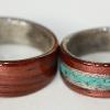 TURQUOISE inlay on a Koa and Greyed Maple wood ring