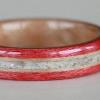 Pink Ivory Wood Ring with MOTHER OF PEARL inlay bordered by Birch wood and lined with Maple