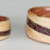 Bristlecone Pine Wood Rings with Juniper heartwood liners and single spiraled inlays of natural GARNET