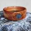 Tapered Juniper heartwood ring with a Full Moon inlay of SODALITE stone.  The sodalite is inlaid in a natural knot on the heartwood.