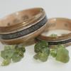 Willow, Bamboo, birch and Purpleheart wood ring with PERIDOT inlays