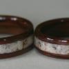 Rosewood Rings with clients own crushed SHELL inlay