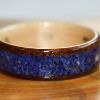 Black Walnut Wood Ring with a wide LAPIS LAZULI  inlay