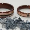 Rosewood Rings with wide  Birds Eye Maple inlays and an offset and a Full Moon inlay of the clients own STONE