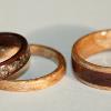Crushed PINK GRANITE inlay on Black Walnut Wood Ring.