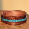 Turquoise inlay on Dark Hawaiian Koa Wood with a Juniper heartwood interior.  
