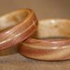 Juniper Heart Wood Rings with Bird's eye Maple inlays and interiors.