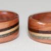 Juniper heart wood rings with three spiraled inlays of walnut, birch and greyed maple.