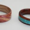6mm wide Juniper heartwood ring with a Bamboo interior and a 5mm wide  Rosewood ring with wide Turquoise inlay