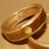 Oak and Cherry Wood Ring with a Birds eye Maple 'Full Moon' inlay