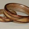 Koa wood rings with wide BETHLEHEM OLIVE wood exterior inlays