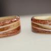 MESQUITE Rings with Coffee Wood liners and inlays of Smoke Bush and Dogwood.