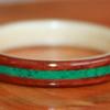 Australian RED GUM ring with malachite inlay and maple liner