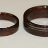 BLACK WALNUT rings with offset greyed maple inlays on wider ring.