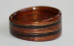 Hawaiian Koa wood ring with inlaid Lava Rock