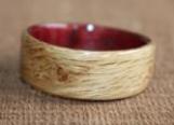 Oak Wood Ring with featured knot and purpleheart wood interior