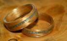 Golden Koa rings with single spiraled inlays
