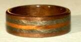 Tiny Black Walnut Wooden Ring with Greyed Maple and Koa Bands