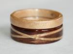 Hawaiian Koa and Birds eye Maple wood engagement and wedding ring set from Touch Wood Rings